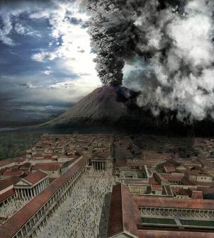 Ricostruzione dell'Eruzione del Vesuvio che distrusse Pompei ed Ercolano